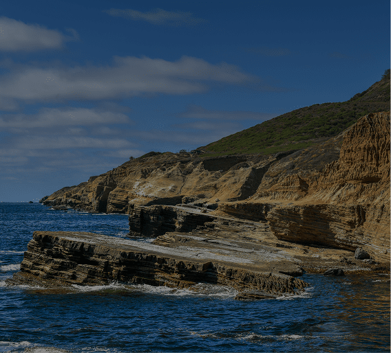 Rocky coastal cliffs by the ocean