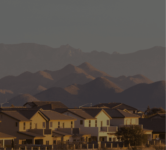 Suburban houses with mountain backdrop
